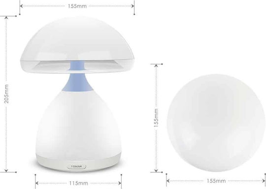 Huian Dekoratives Tischlicht Mushroom Lampe LED RGB 5000K Pilz 15,5x20,8cm