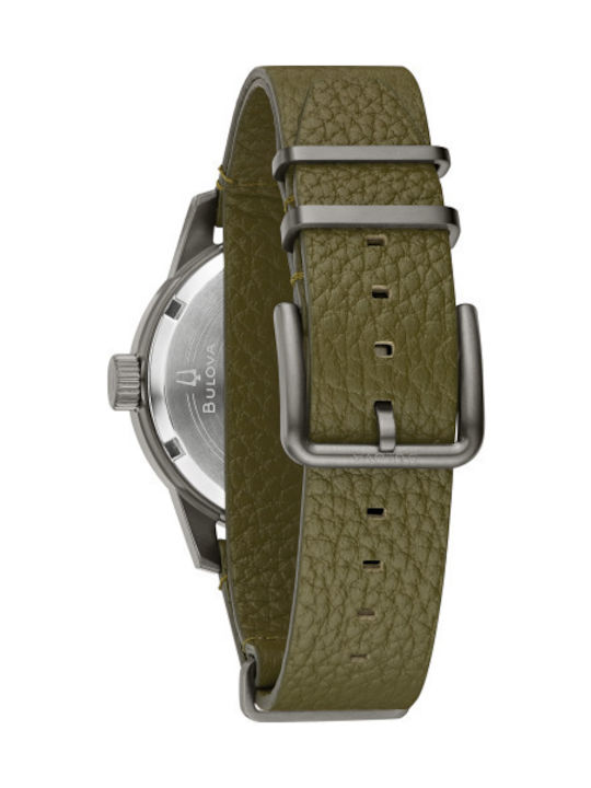 Bulova Hack Watch Battery with Green Leather Strap