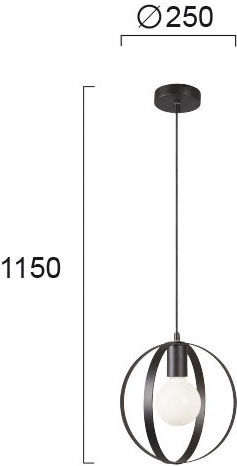 Viokef Malou Висящо осветително тяло Черен 25x250см.