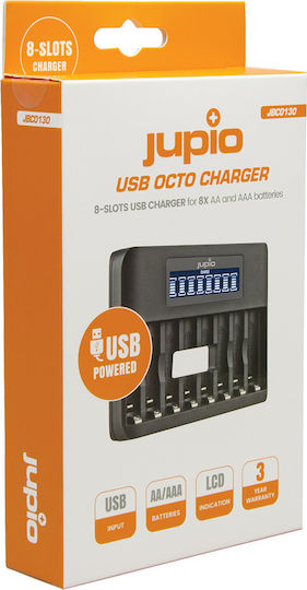 Jupio USB Charger 8 Batteries Ni-MH Size AA/AAA