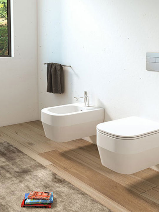 Olympia Tutto Evo Wandhängende Toilette Randlos mit Schlank Deckel Weiße