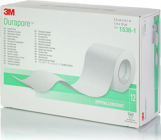 3M Durapore Silk Bandage Tapes 2.5cm x 9.14m 12pcs