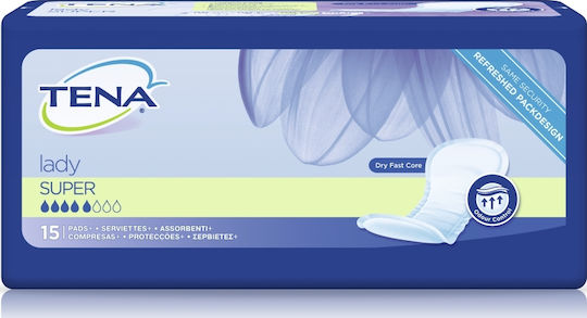 Tena Lady Super Women's Incontinence Pad Normal Flow 5 Drops 15pcs