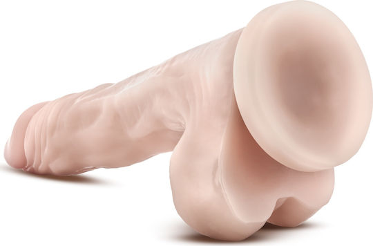Dr. Skin Stud Muffin Glass Dildo with Balls and Suction Cup Beige 22cm