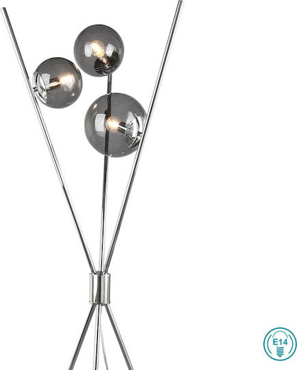Trio Lighting Lance Stehleuchte H156xB60cm. mit Fassung für Lampe E14 Silber