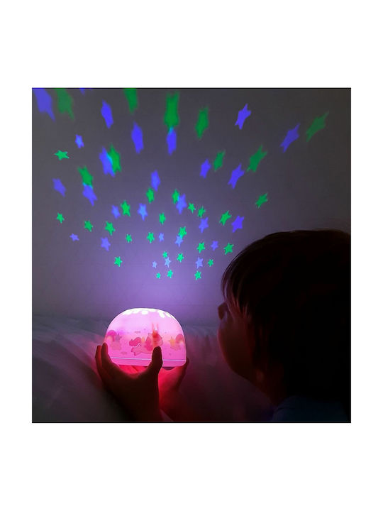 A Little Lovely Company Led Παιδικό Φωτιστικό Projector Μονόκερος με Προβολή Αστεριών Ροζ 14x14x9εκ.