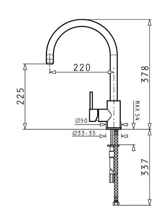 Pyramis Gusto Kitchen Faucet Counter with Shower Chrome