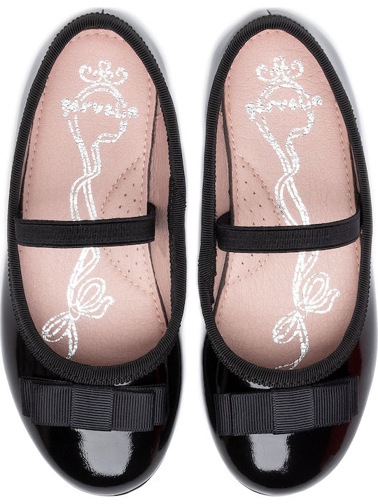 Kids Anatomic Patent Leather Ballerinas with Elastic Strap Black