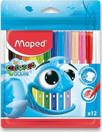 Maped Color'Peps Ocean Pulse Перящи Маркери за рисуване Тънки Комплект 12бр