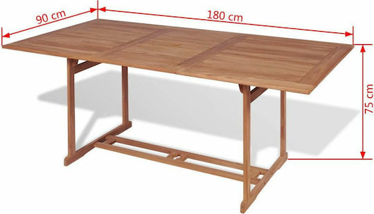 Маса За Градина И Тераса От Тик 180x90x75см