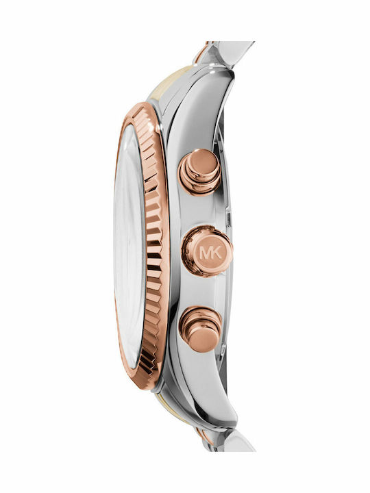 Michael Kors Lexington Women's Watch Chronograph with Pink Gold Metal Bracelet
