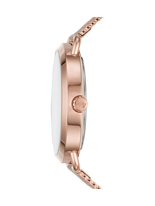 Michael Kors Portia Pave Γυναικείο Ρολόι 37mm Χρονογράφος Μπαταρίας με Ροζ Χρυσό Μεταλλικό Μπρασελέ