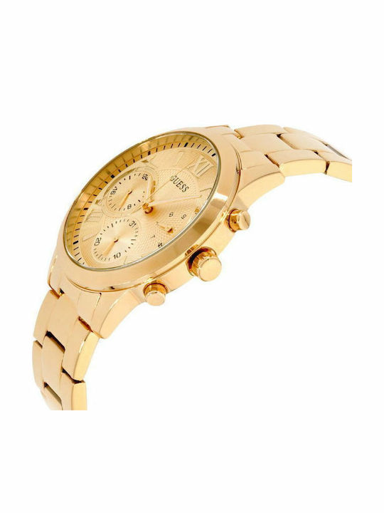 Guess Women's Watch Chronograph Solar with Gold Metal Bracelet