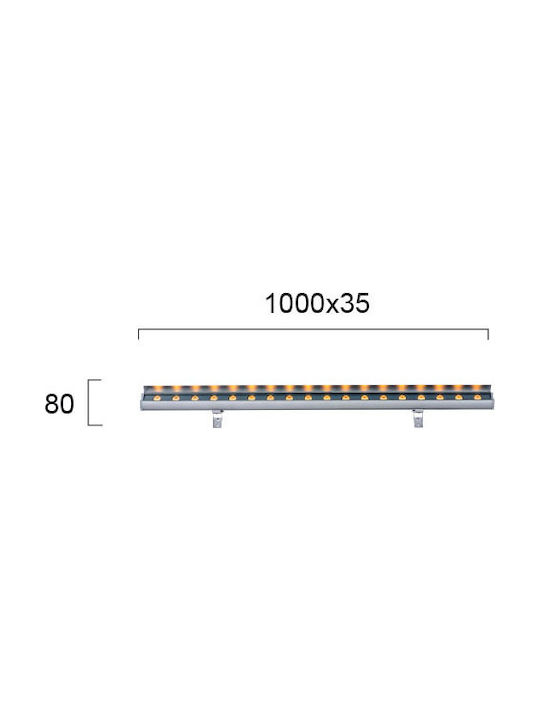 Viokef Trik Εξωτερικό Φωτιστικό LED Wall Washer 24W με Θερμό Λευκό Φως IP66 Γκρι