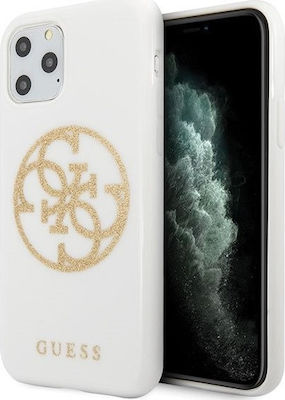 Guess 4G Glitter Umschlag Rückseite Kunststoff Weiß (iPhone 11 Pro Max) GUHCN65TPUWHG