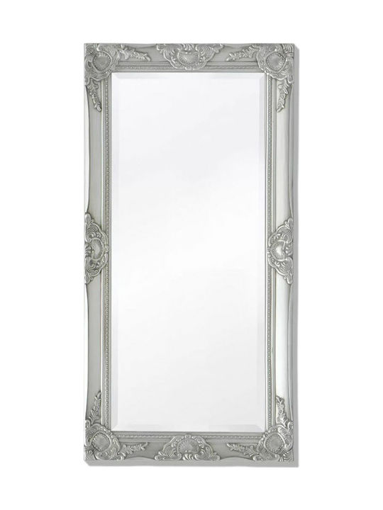 vidaXL Wall Mirror with Silver Wooden Frame 100x50cm 1pcs