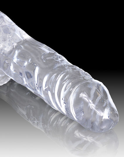King Cock Clear Glass Dildo with Balls and Suction Cup Transparent 10cm