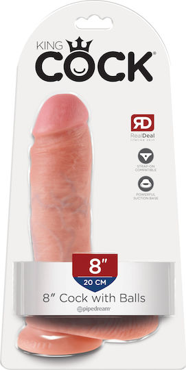 King Cock Ρεαλιστικό Dildo με Όρχεις και Βεντούζα Flesh 20cm