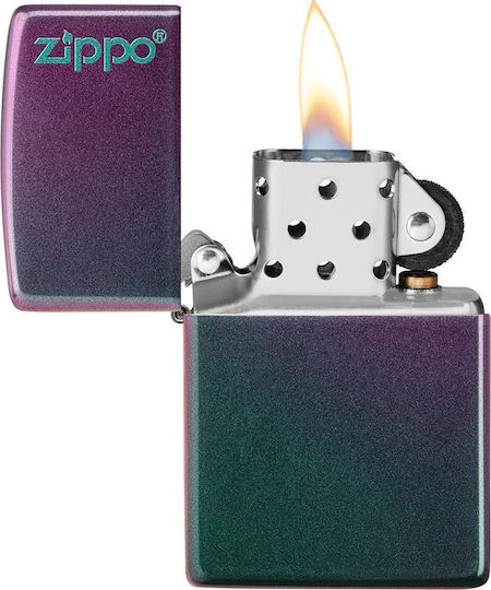 Zippo Klassischer Logo Winddichter Feuerzeug Flamme Iridescent