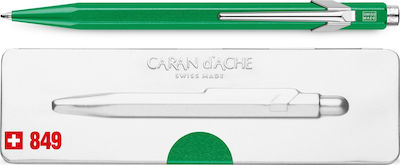 Caran D'ache 849 Pen Ballpoint with Blue Ink Metal-x Green