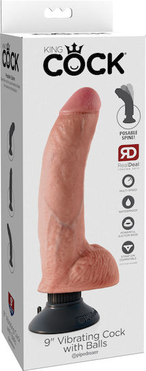 Pipedream King Cock Vibrating Cock with Balls Ρεαλιστικός Δονητής 23cm Flesh