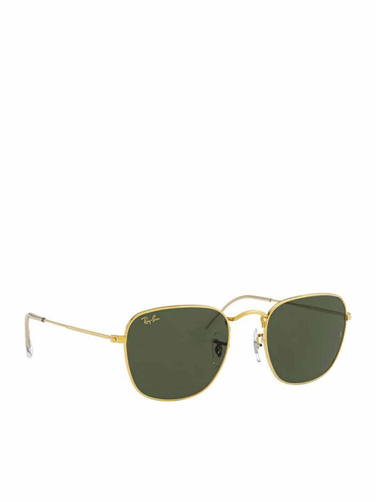 Ray Ban Frank Unisex Sunglasses with Gold Metal Frame and Green Lens RB3857 919631