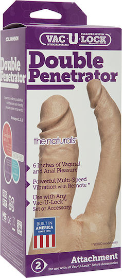 Vac U Lock Double Penetrator Διπλό Dildo Flesh 15cm