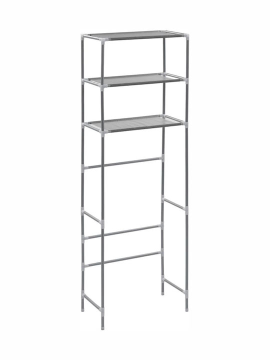 vidaXL Floor Bathroom Shelf Metallic with 2 Shelves 53x28x169cm Silver