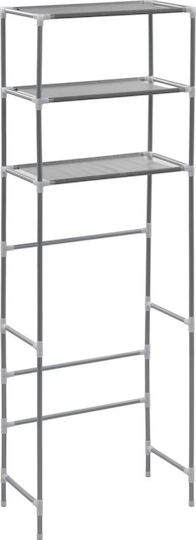 vidaXL Floor Bathroom Shelf Metallic with 2 Shelves 53x28x169cm Silver