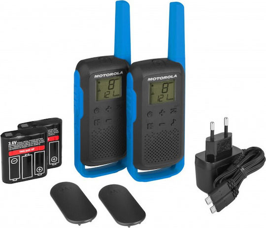 Motorola Talkabout T62 Ασύρματος Πομποδέκτης PMR 0.5W με Μονόχρωμη Οθόνη Σετ 2τμχ Σε Μπλε Χρώμα