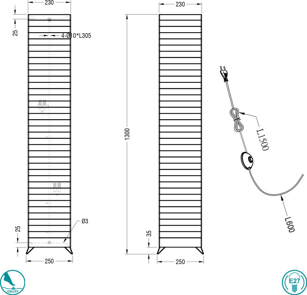 Trio Lighting Bamboo Μοντέρνο Φωτιστικό Δαπέδου Υ130xΜ25εκ. με