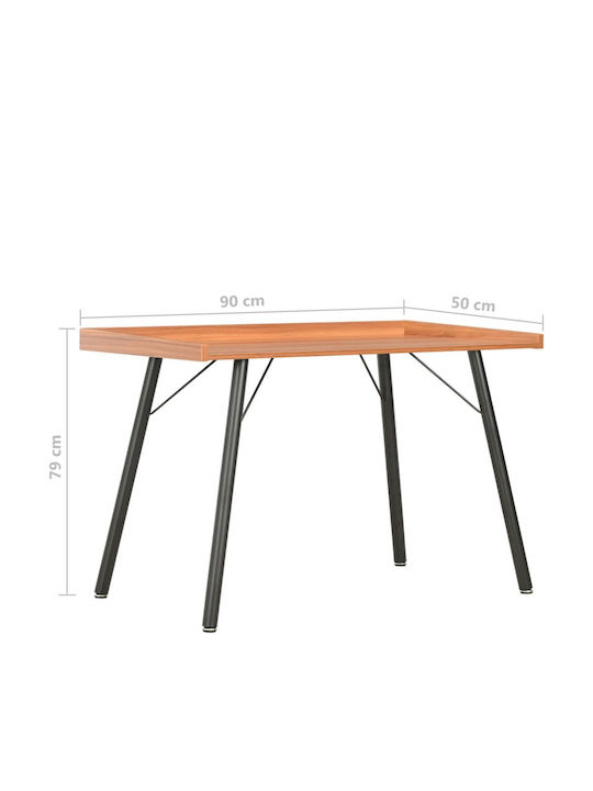 Birou din Lemn Bej cu Picioare Metalice 90x50x79cm