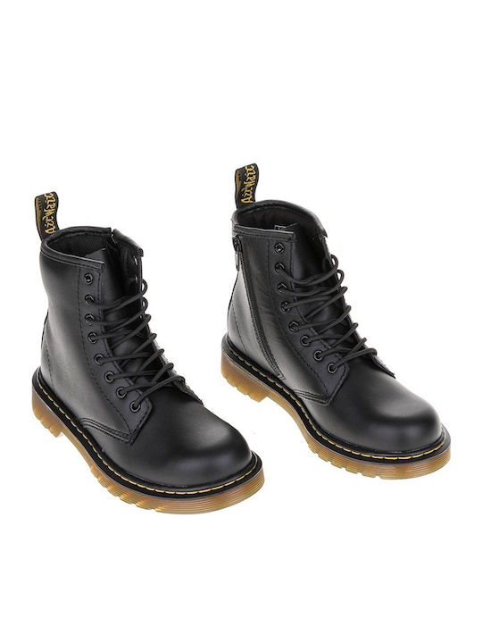 Dr. Martens Kids Leather Boots with Zipper Black