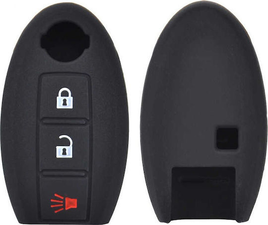 Silicone Car Key Cover Case with 3 Buttons for Nissan Black