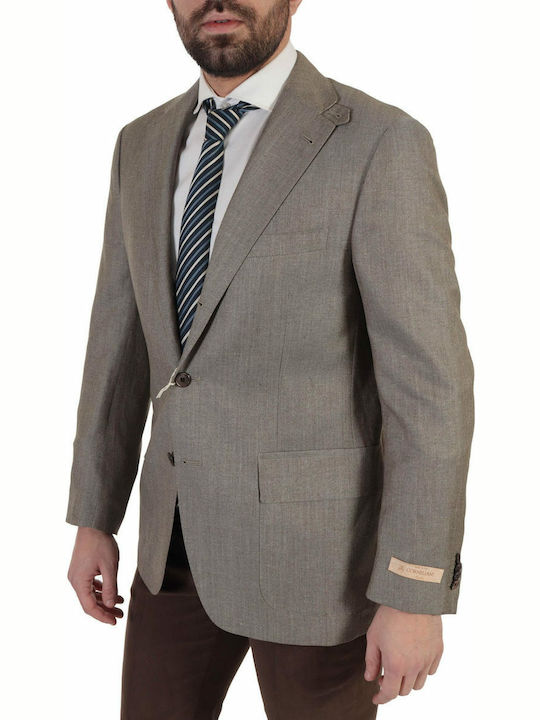 CORNELIANI HERRINGBONE JACKET GREY-BROWN