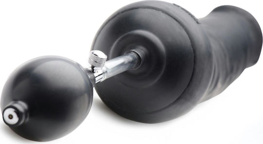 Tom of Finland Toms Inflatable Silicone Dildo Ρεαλιστικό Dildo Φουσκωτό με Βεντούζα Black 25cm