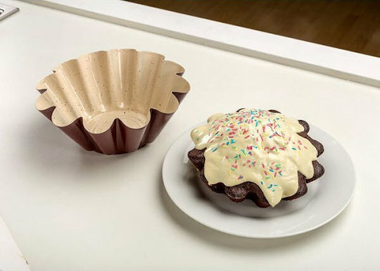 Nava Ceramic Aluminum Halva Baking Pan Flower Burgundy 22.5x22.5x8cm