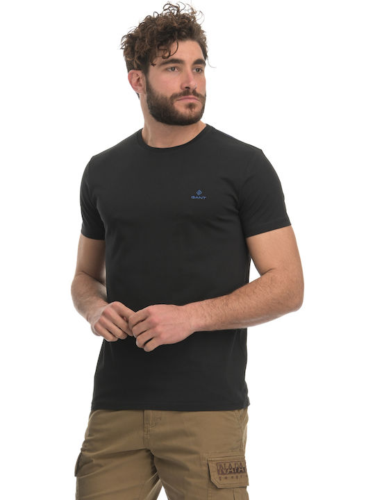 Gant Ανδρικό T-shirt Μαύρο με Λογότυπο