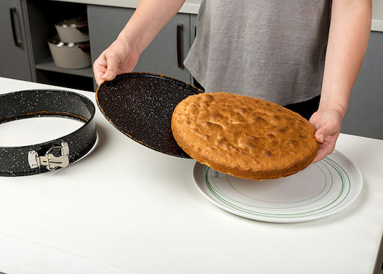 Nava Marble Aluminum Cake Baking Pan with Removable Bottom Nature Black 28x28x7cm