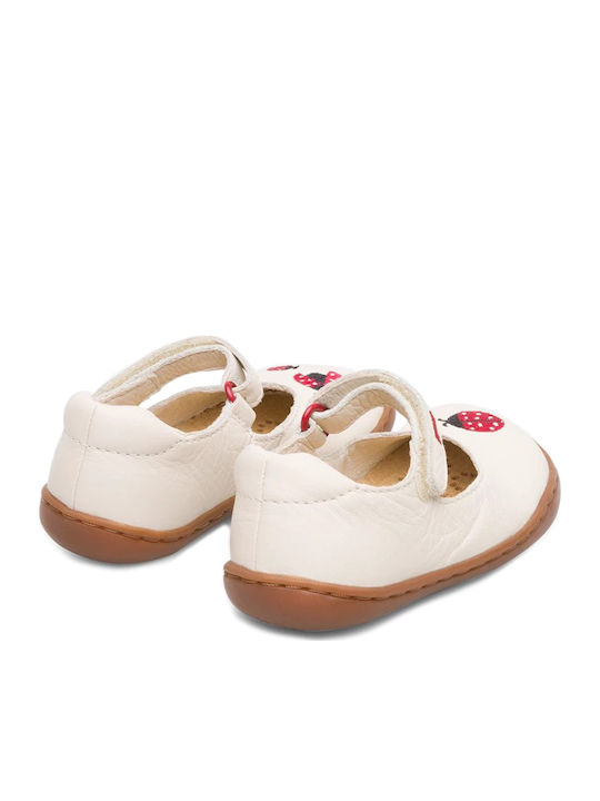 Παιδικές Μπαλαρίνες Anatomisch mit Bügel- und Schleifenverschluss Leder Beige