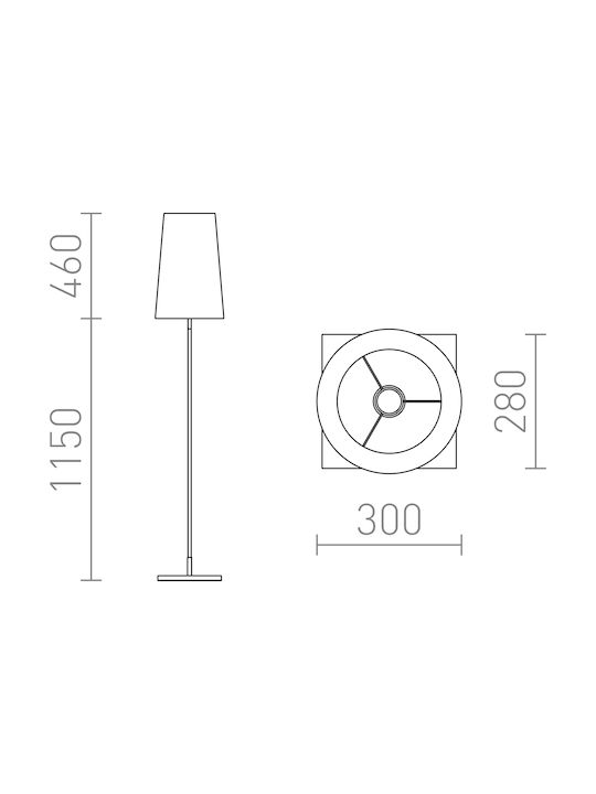 Rendl Light Studio Lulu Floor Lampă de podea Î161xL30cm. cu Soclu pentru Bec E27 Negru