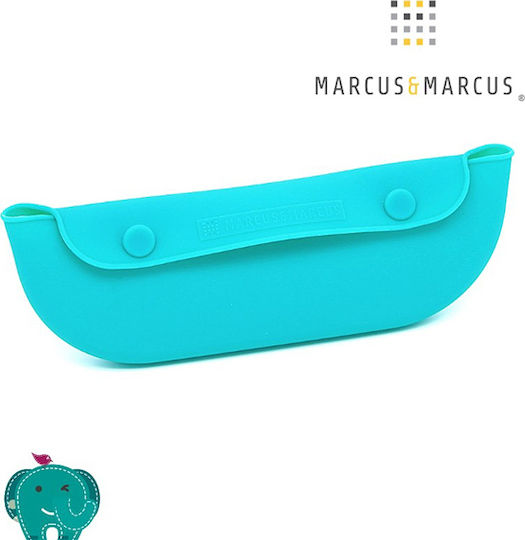 Marcus & Marcus Σαλιάρα Υφασμάτινη με Αυτοκόλλητο Ollie the Elephant με Τσέπη με Θήκη Φύλαξης Σιλικόνης 2τμχ
