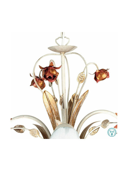 Fan Europe Rose/3 Hängelampe Weiß mit Fassung E14, E.14 71x110cm.