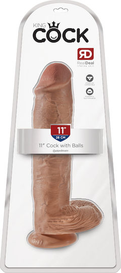 King Cock Ρεαλιστικό Dildo με Όρχεις και Βεντούζα Light 28cm