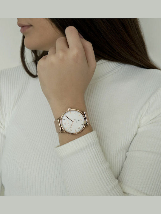 Thomas Sabo Code TS Γυναικείο Ρολόι 40mm Μπαταρίας με Ροζ Χρυσό Μεταλλικό Μπρασελέ