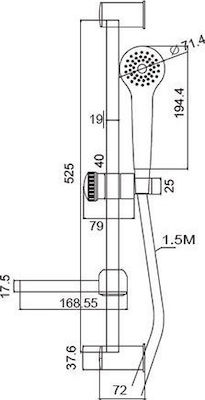 Karag Anna Slide Bar with Showerhead and Hose