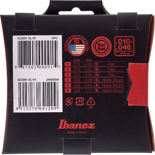 Ibanez IEGS61 Set Nickel Wound Electric Guitar Strings 10 - 46