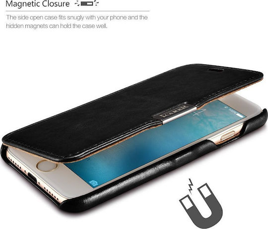 iCarer Vintage Folio Book Δερματίνης Μαύρο (iPhone SE 2022/2020)