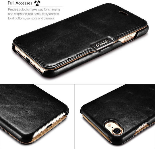 iCarer Vintage Folio Book Δερματίνης Μαύρο (iPhone SE 2022/2020)