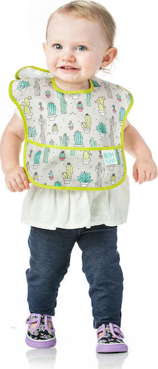 Bumkins Cacti Waterproof Bib Plastic with Hoop & Loop Fastener & Pocket Multicolored for 6 m+